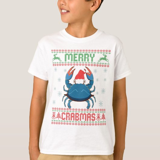 Merry Crabmas Funny Crab Ugly Christmas Sweater T-shirt (Voorkant)