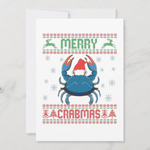 Merry Crabmas Funny Crab Ugly KerstSweater Bedankkaart