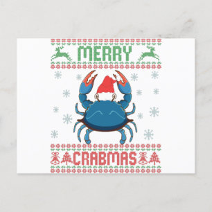 Merry Crabmas Funny Crab Ugly KerstSweater Briefkaart