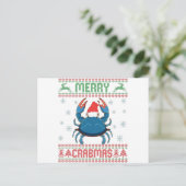 Merry Crabmas Funny Crab Ugly KerstSweater Briefkaart (Staand voorkant)