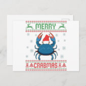 Merry Crabmas Funny Crab Ugly KerstSweater Briefkaart (Voorkant / Achterkant)