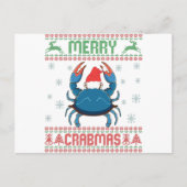 Merry Crabmas Funny Crab Ugly KerstSweater Briefkaart (Voorkant)