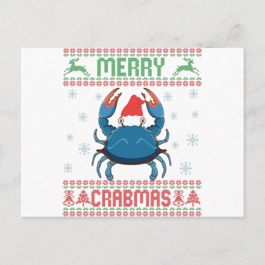 Merry Crabmas Funny Crab Ugly KerstSweater Briefkaart (Voorkant)
