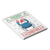 Merry Crabmas Funny Crab Ugly KerstSweater Notitieblok (Schuin)