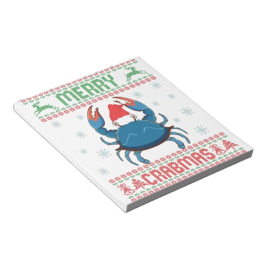 Merry Crabmas Funny Crab Ugly KerstSweater Notitieblok (Schuin)