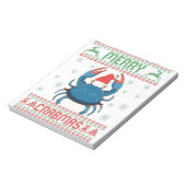 Merry Crabmas Funny Crab Ugly KerstSweater Notitieblok (Linkerzijde)