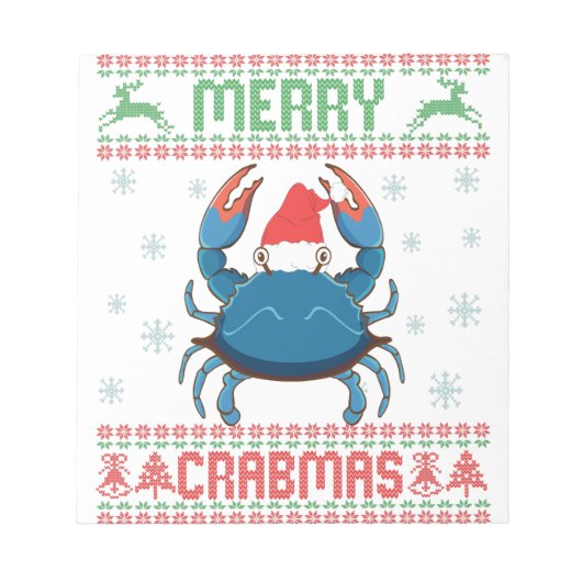Merry Crabmas Funny Crab Ugly KerstSweater Notitieblok (Voorkant)