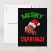 Merry Crabmas. Funny Kerstmis Hermit Crab Lover Briefkaart (Voorkant / Achterkant)