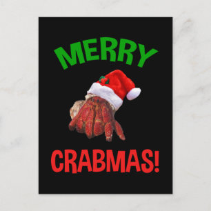 Merry Crabmas. Funny Kerstmis Hermit Crab Lover Briefkaart