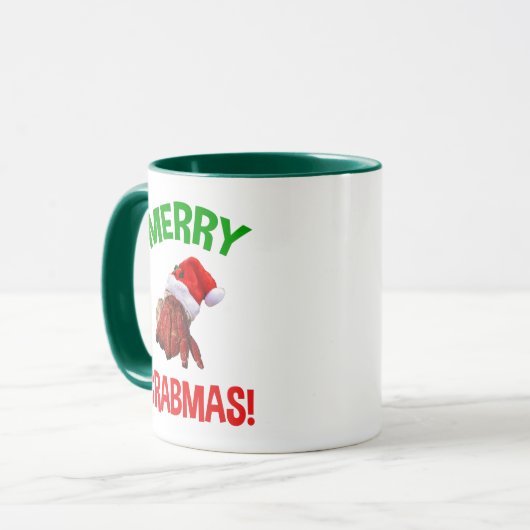 Merry Crabmas. Funny Kerstmis Hermit Crab Lover Mok (Voorkant links)
