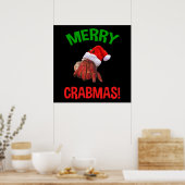 Merry Crabmas. Funny Kerstmis Hermit Crab Lover Poster (Keuken)