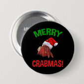 Merry Crabmas. Funny Kerstmis Hermit Crab Lover Ronde Button 7,6 Cm (Voorkant /achterkant)