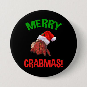 Merry Crabmas. Funny Kerstmis Hermit Crab Lover Ronde Button 7,6 Cm