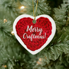Merry Craftmas Crochet Red Heart Crafts Keramisch Ornament