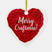 Merry Craftmas Crochet Red Heart Crafts Keramisch Ornament (Voorkant)