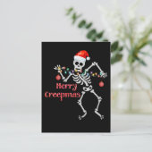 Merry Creep Mas Grappig Kerstmis Skelet Feestdagenkaart (Staand voorkant)