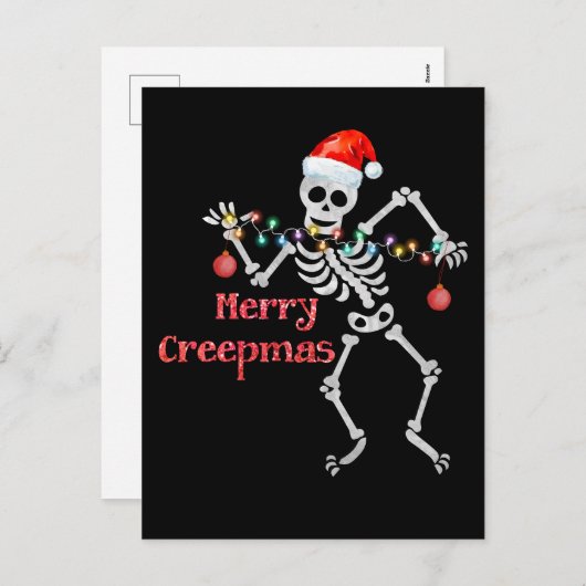 Merry Creep Mas Grappig Kerstmis Skelet Feestdagenkaart (Voorkant / Achterkant)