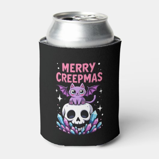 Merry Creepmas Cat Pastel Goth Christmas Skull T-S Blikjeskoeler (Blikje Voorkant)