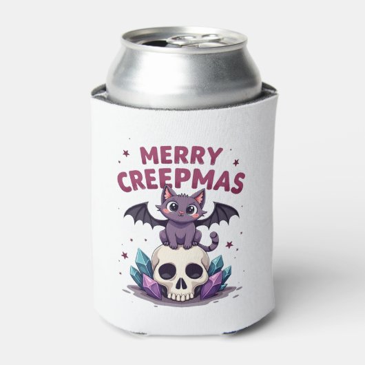 Merry Creepmas Cat Pastel Goth Christmas Skull T-S Blikjeskoeler (Blikje Voorkant)