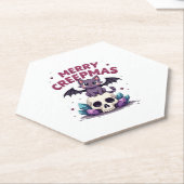 Merry Creepmas Cat Pastel Goth Christmas Skull T-S Kartonnen Onderzetters (Schuin)