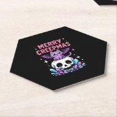Merry Creepmas Cat Pastel Goth Christmas Skull T-S Kartonnen Onderzetters (Schuin)