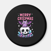 Merry Creepmas Cat Pastel Goth Christmas Skull T-S Magneet (Voorkant)