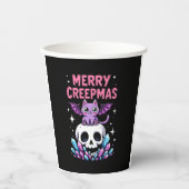 Merry Creepmas Cat Pastel Goth Christmas Skull T-S Papieren Bekers (Voorkant)