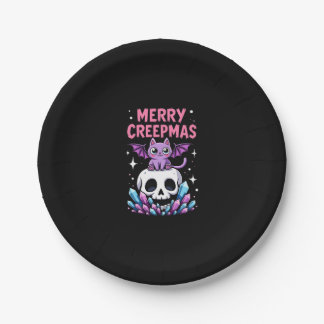 Merry Creepmas Cat Pastel Goth Christmas Skull T-S Papieren Bordje