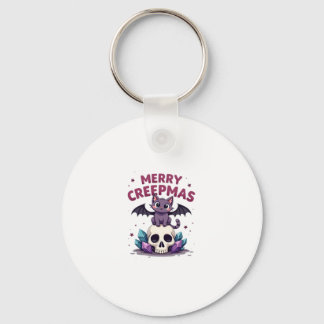 Merry Creepmas Cat Pastel Goth Christmas Skull T-S Sleutelhanger