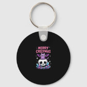 Merry Creepmas Cat Pastel Goth Christmas Skull T-S Sleutelhanger (Voorkant)