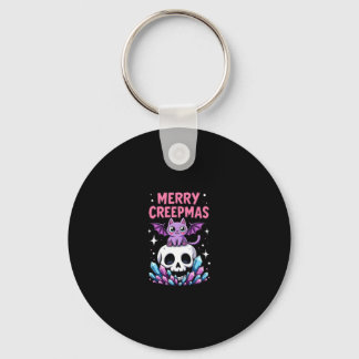 Merry Creepmas Cat Pastel Goth Christmas Skull T-S Sleutelhanger