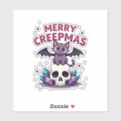 Merry Creepmas Cat Pastel Goth Christmas Skull T-S Sticker (Vel)