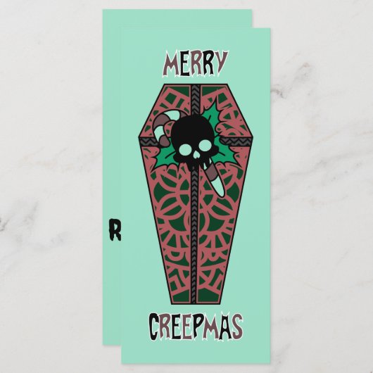 Merry Creepmas Coffin Holiday Flat Card (Voorkant / Achterkant)