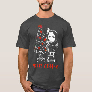 Merry Creepmas Dark Funny Goth Girl Halloween Chri T-shirt