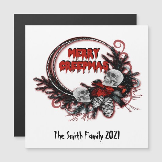 Merry Creepmas Horror Kerst Custom Magnet (Voorkant / Achterkant)