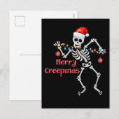 Merry Creepmas Skelet Santa Skull Xmas Tree Fun Feestdagenkaart (Voorkant / Achterkant)