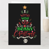 Merry Creepmas Skelet Santa Skull Xmas Tree Fun Kaart (Achterkant)