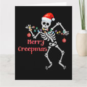 Merry Creepmas Skelet Santa Skull Xmas Tree Fun Kaart (Voorkant)