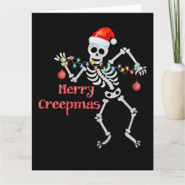 Merry Creepmas Skelet Santa Skull Xmas Tree Fun Kaart