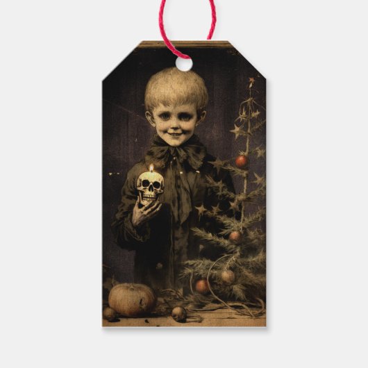 Merry Creepmas Spooky Boy Gothic  Cadeaulabel (Voorkant)