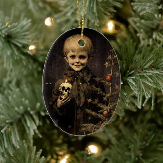 Merry Creepmas Spooky Boy Gothic  Keramisch Ornament (Boom)