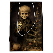 Merry Creepmas Spooky Boy Gothic  Medium Cadeauzakje (Voorkant)