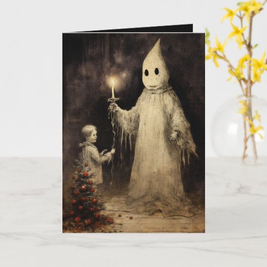 Merry Creepmas Spooky Ghost Gothic  Kaart (Gele Bloem)