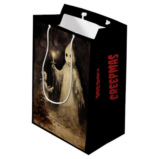 Merry Creepmas Spooky Ghost Gothic Medium Cadeauzakje (Achterkant Gekanteld)