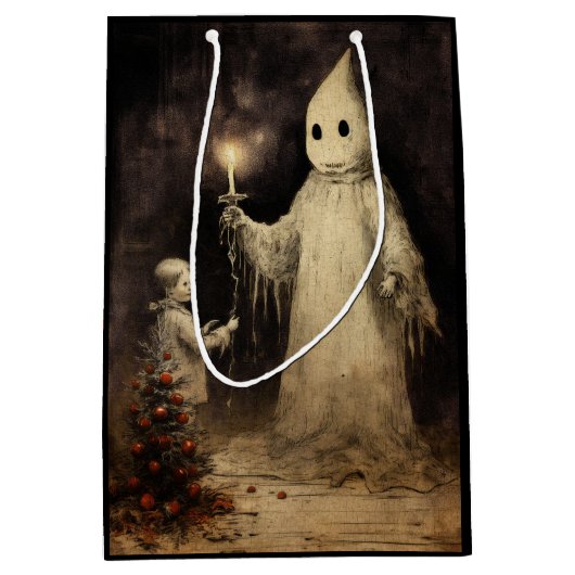 Merry Creepmas Spooky Ghost Gothic Medium Cadeauzakje (Voorkant)