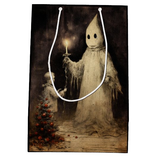 Merry Creepmas Spooky Ghost Gothic  Medium Cadeauzakje (Achterkant)