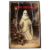Merry Creepmas Spooky Ghost Gothic  Medium Cadeauzakje (Voorkant)