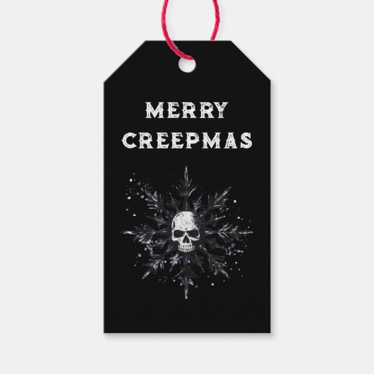 Merry Creepmas Spooky Gothic Sneeuwvlok Cadeaulabel (Voorkant)