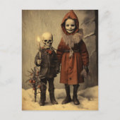 Merry Creepmas Spooky Skeletons Gotisch Briefkaart (Voorkant)