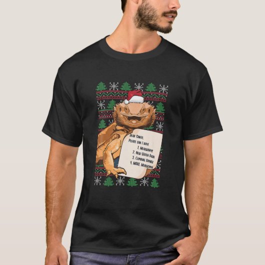 Merry Crickets Bearded Dragon Ugly Kerstpajam T-shirt (Voorkant)